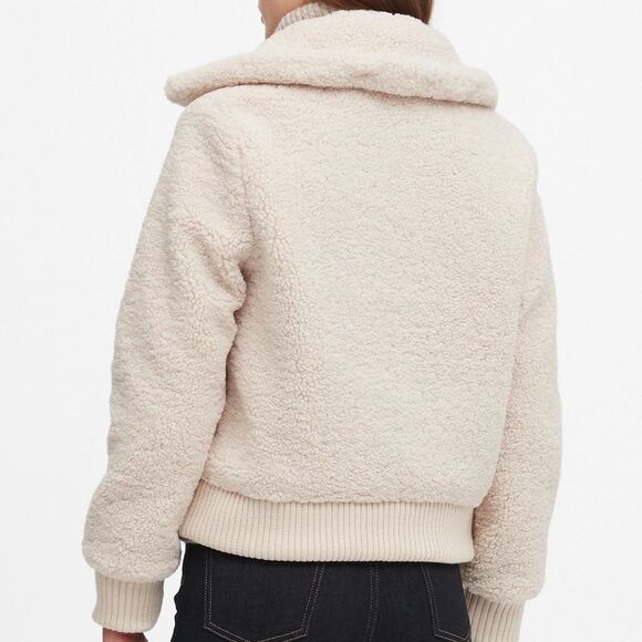 Banana Republic Teddy Bomber Jacket - Off White | Size M - Picture 2 of 9